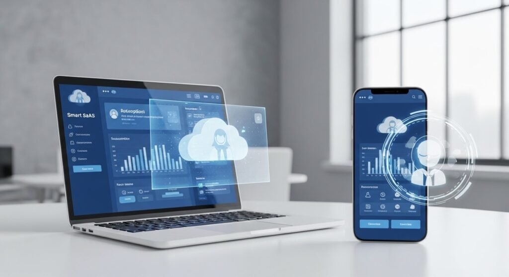 SaaS growth in 2026 showing cloud based subscription software dashboard