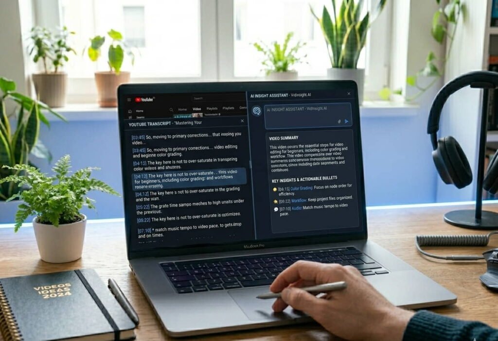 AI analyzing video transcript after learning how to see transcript on YouTube