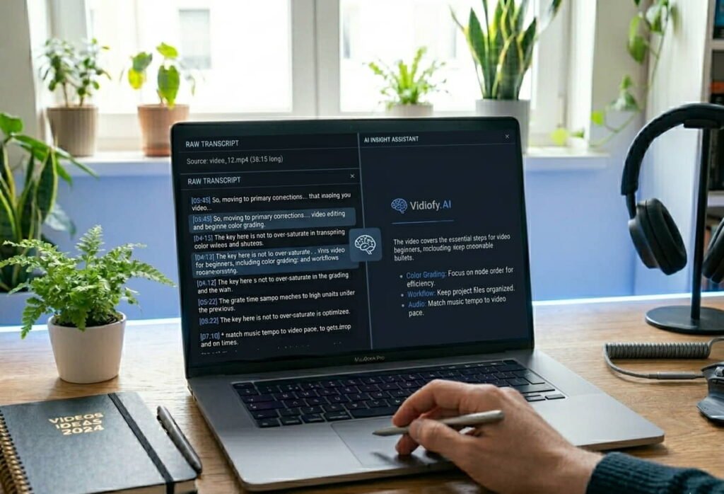 Writing a clear summary from video transcript after using how to see transcript on YouTube